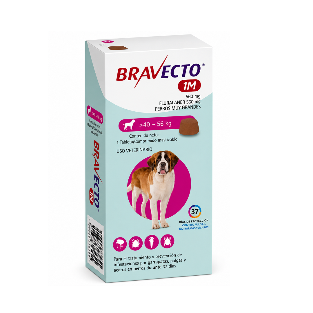 bravecto 1m 40-56 Bravecto 1M – 40-56kg – Tabletas antipulgas para perros - Imagen 1